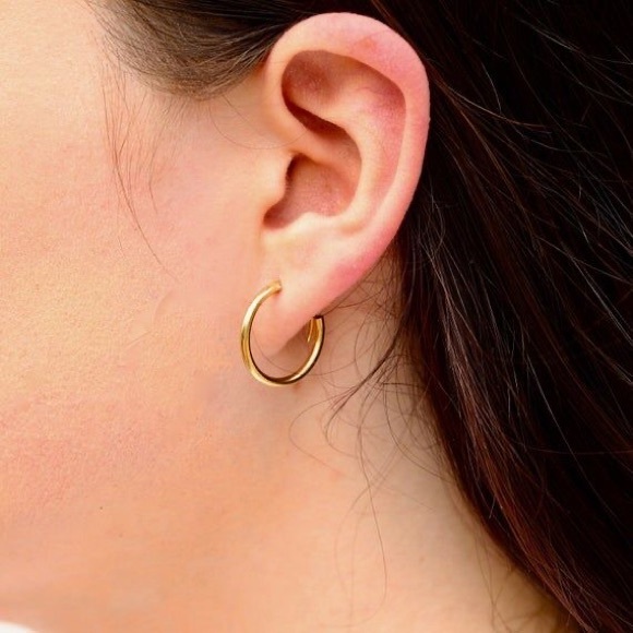 LAST PAIR SALE Mini Versatile Golden Hoop Earrings - Picture 3 of 3